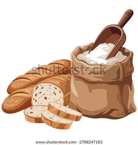 Bread flour bag vector illustration isolated on white background