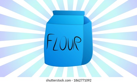 Bread flour paper bag, pouch or package design template isolated on white background isometric view. Vector.
