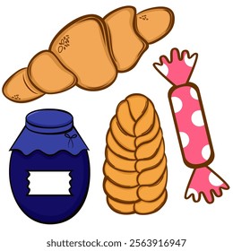 Bread food bakery set cartoon