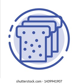 Bread, Food, Education Blue Dotted Line Line Icon