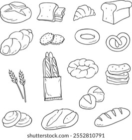 Bread food sketch separated on white. Vector drawing of White, usually known in Europe, America. Food illustration series.	