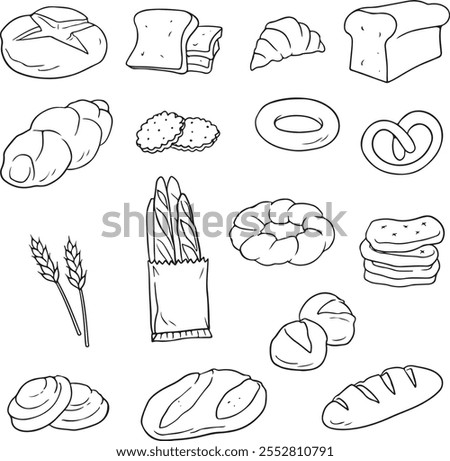 Bread food sketch separated on white. Vector drawing of White, usually known in Europe, America. Food illustration series.	