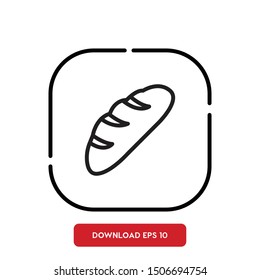 Bread, food symbol outline vector icon