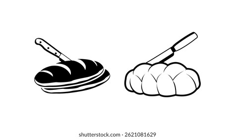 Bread Foods Illustrations Design on Black Background