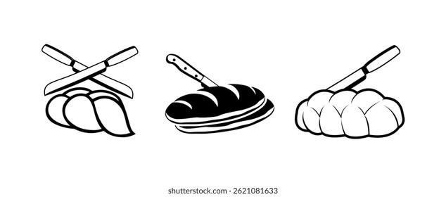 Bread Foods Illustrations Design on Black Background