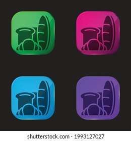 Bread four color glass button icon