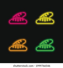 Bread four color glowing neon vector icon