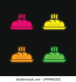Bread four color glowing neon vector icon