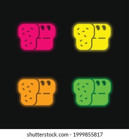 Bread four color glowing neon vector icon