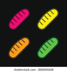 Bread four color glowing neon vector icon