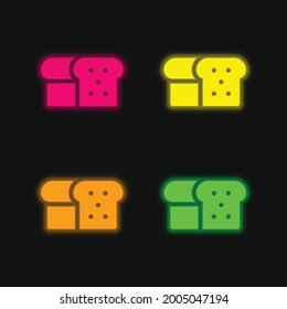Bread four color glowing neon vector icon