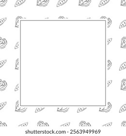 bread frame. doodle bakery square frame. hand drawn bread frame background. bakery background