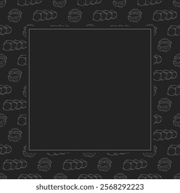 bread frame. doodle bakery square frame. hand drawn bread frame background. bakery background