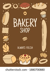 Bread frame on a brown banner for a bread shop