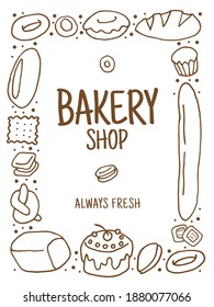 Bread frame on a monochrome banner for a bread shop
