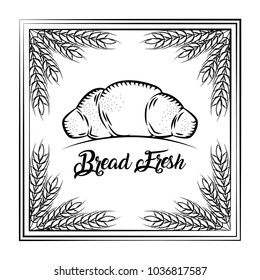 bread fresh croissant vintage frame wheat decoration