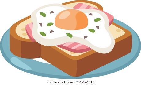 Bread with fried egg and bacon