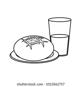 Bread and glass of milk design