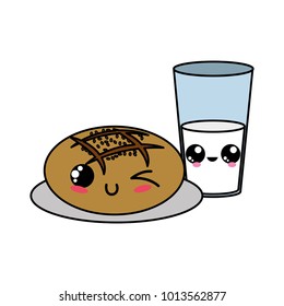 Bread and glass of milk design