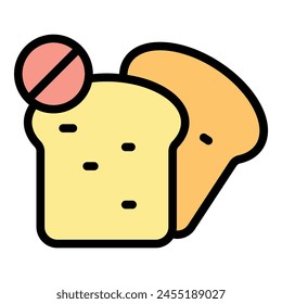 Bread gluten free icon outline vector. Wheat product. Food diet color flat