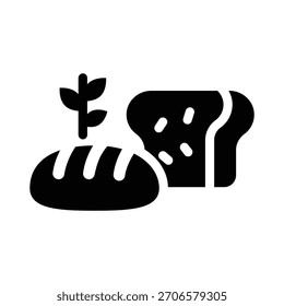 ícone de glifo do pão ilustração gráfico vetorial. Elemento simples ilustração vetor gráfico, adequado para aplicativo, sites e apresentações isolados no fundo branco