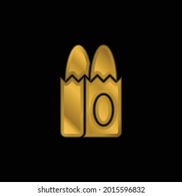 Bread gold plated metalic icon or logo vector