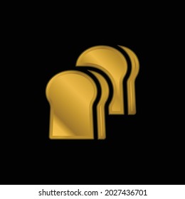 Bread gold plated metalic icon or logo vector