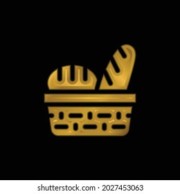 Bread gold plated metalic icon or logo vector