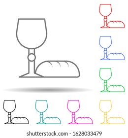 bread and grail multi color style icon. Simple thin line, outline vector of easter icons for ui and ux, website or mobile application
