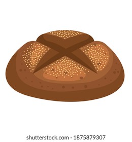 bread with grain of bakery isolated style icon design, food shop breakfast theme Vector illustration