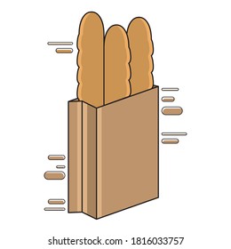 Bread in a grocery bag icon - Vector