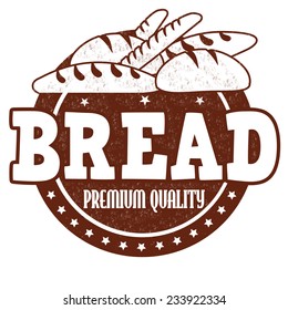 Bread grunge rubber stamp on white background, vector illustration