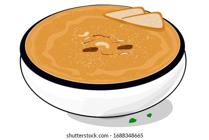 Bread Halwa Indian Sweet Food Vector