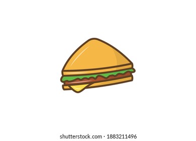 Bread Hamburger Fast Food Vector Icon Design