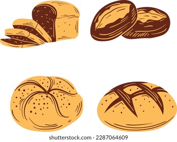 Bread. Hand drawn bakery products. Vector illustration in sketch style.