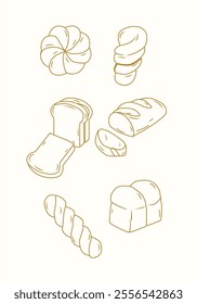 Bread hand drawn doodle illustrations vector set
