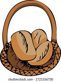 Bread hand drawn illustration. Pastry,  flour fresh bread sketches for bakery shop or cafeteria. Vector graphic, stylized image background for menu