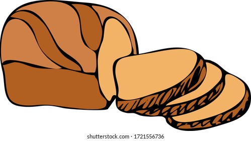 Bread hand drawn illustration. Pastry,  flour fresh bread sketches for bakery shop or cafeteria. Vector graphic, stylized image background for menu