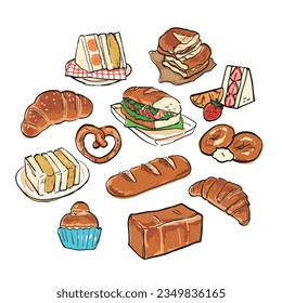 Bread hand drawn illustration set