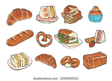 Bread hand drawn illustration set