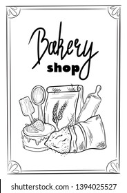 Bread hand drawn set illustration. Vintage pastry, desserts, cakes vector sketches for bakery shop or cafeteria. Other types of wheat, flour fresh bread. Vector graphic, stylized image of baking set g