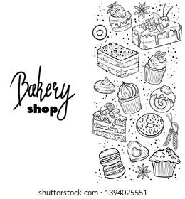 Bread hand drawn set illustration. Vintage pastry, desserts, cakes vector sketches for bakery shop or cafeteria. Other types of wheat, flour fresh bread. Vector graphic, stylized image of baking set g