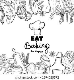 Bread hand drawn set illustration. Vintage pastry, desserts, cakes vector sketches for bakery shop or cafeteria. Other types of wheat, flour fresh bread. Vector graphic, stylized image of baking set g