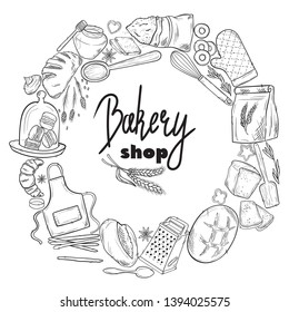 Bread hand drawn set illustration. Vintage pastry, desserts, cakes vector sketches for bakery shop or cafeteria. Other types of wheat, flour fresh bread. Vector graphic, stylized image of baking set g