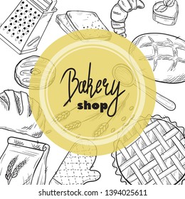 Bread hand drawn set illustration. Vintage pastry, desserts, cakes vector sketches for bakery shop or cafeteria. Other types of wheat, flour fresh bread. Vector graphic, stylized image of baking set g