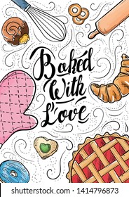 Bread hand drawn set illustration. Vintage watercolor pastry, desserts, cakes, wheat, flour fresh bread sketches for bakery shop or cafeteria. Vector graphic, stylized image set element for menu