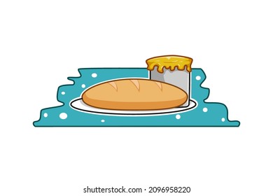 bread and honey cartoon illustration