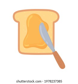 bread with honey and knife isolated icon