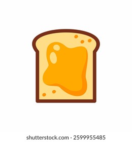 Bread with honey on white background. Cartoon illustration on theme of beekeeping.