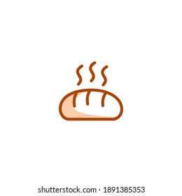 Bread icon. Bakery icon. Simple, flat, outline, brown, two tones, color.